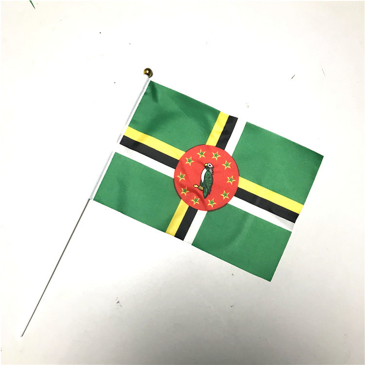 批发多米尼克国旗1421cm厘米8号手摇旗帜世界各国国旗球迷赛事