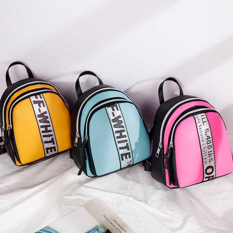 Fashion Trendy Patchwork Letter Ribbon Backpack Multi-Functional Small Bookbag Shoulder Women's Bag Crossbody Mini Bag