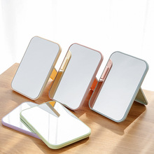 简易便携折叠镜子长方形高清单面化妆镜梳妆镜 北欧色塑料美容镜