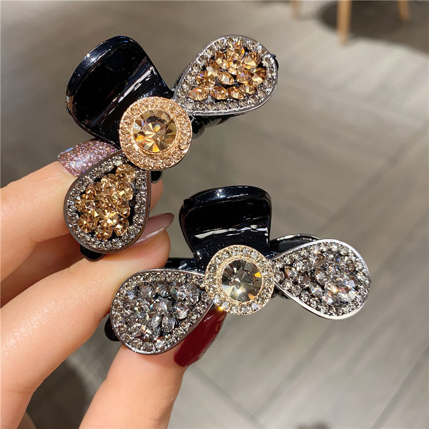 韩国新款高档镶钻水晶抓夹时尚水钻侧面发抓刘海发夹发卡头饰发饰