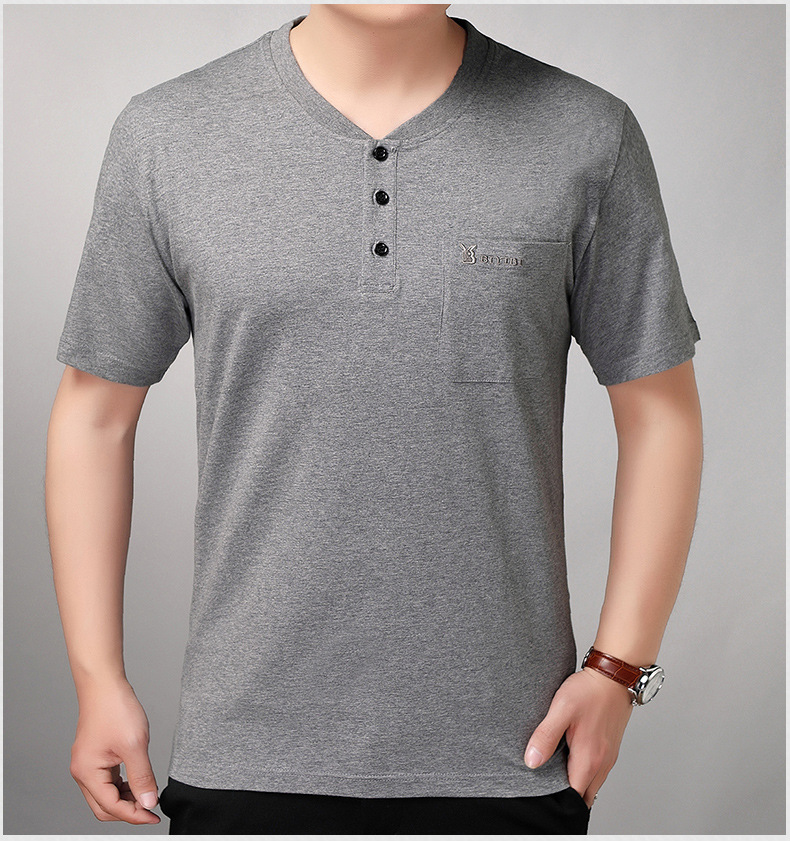 太子龙男装春夏新款t恤男短袖纯色商务中年宽松t恤衫休闲品牌上衣