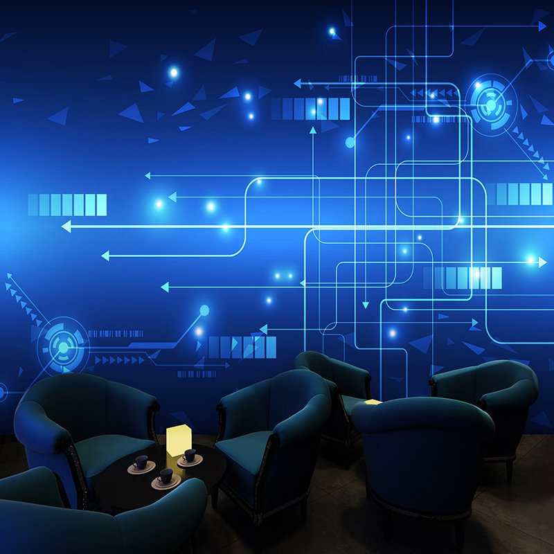 3d立体科技感背景墙纸电子公司酒吧网吧壁画电竞馆vr人工智能壁纸