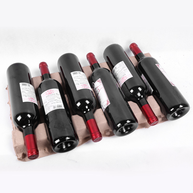 专业生产纸浆红酒托 纸盒包装内衬6瓶装防震多规格纸浆模塑可定制