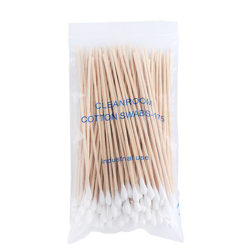 Cross-Border European and American 15cm Single-Head Long Wooden Stick Disposable Cotton Swabs 100 Six-Inch Industrial Dust-Free Birch Cotton Swab