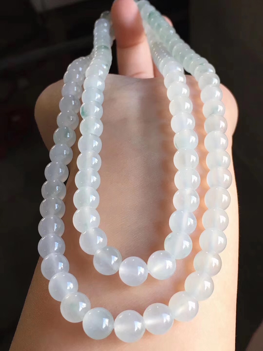 翡翠项链 天然翡翠a货 白冰珠链 玉石玉器工艺品批发
