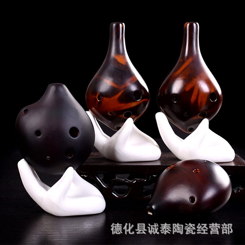 专业演奏陶笛6孔中音c调长嘴熏烧陶笛乐器六孔教学培训款琴行热卖