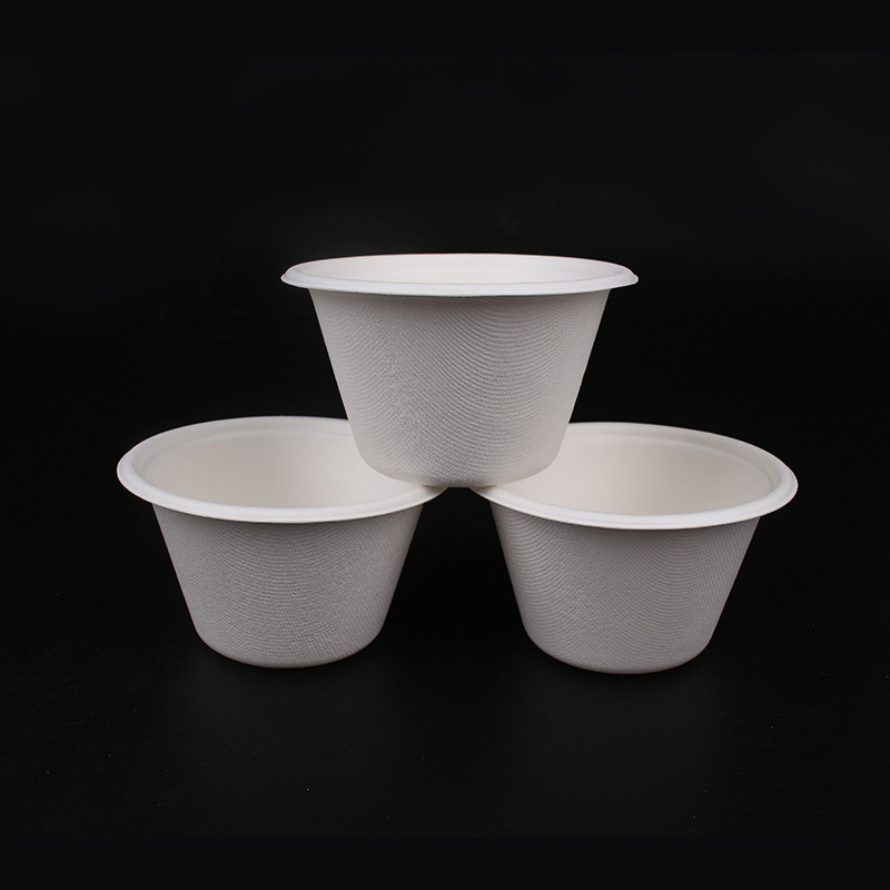 厂家一次性甘蔗浆纸碗绿色可降解餐具450ml碗