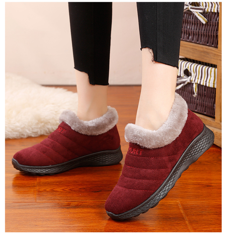 2019年冬保暖棉鞋软底轻便老北京窝窝棉妈妈鞋毛口雪地靴一件代发