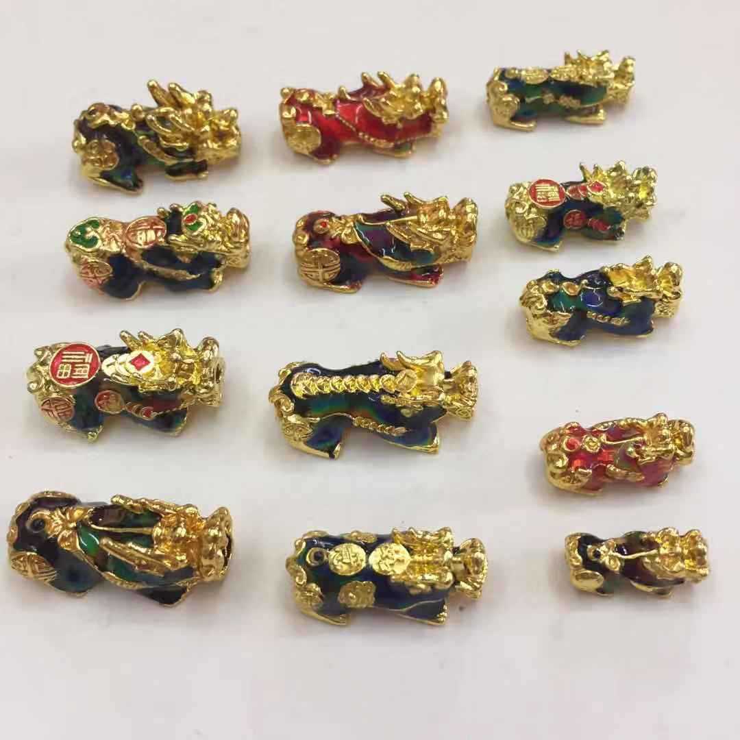 感温变色貔貅镀金隔珠吊坠越南沙金皮丘保色手链手串项链饰品配件
