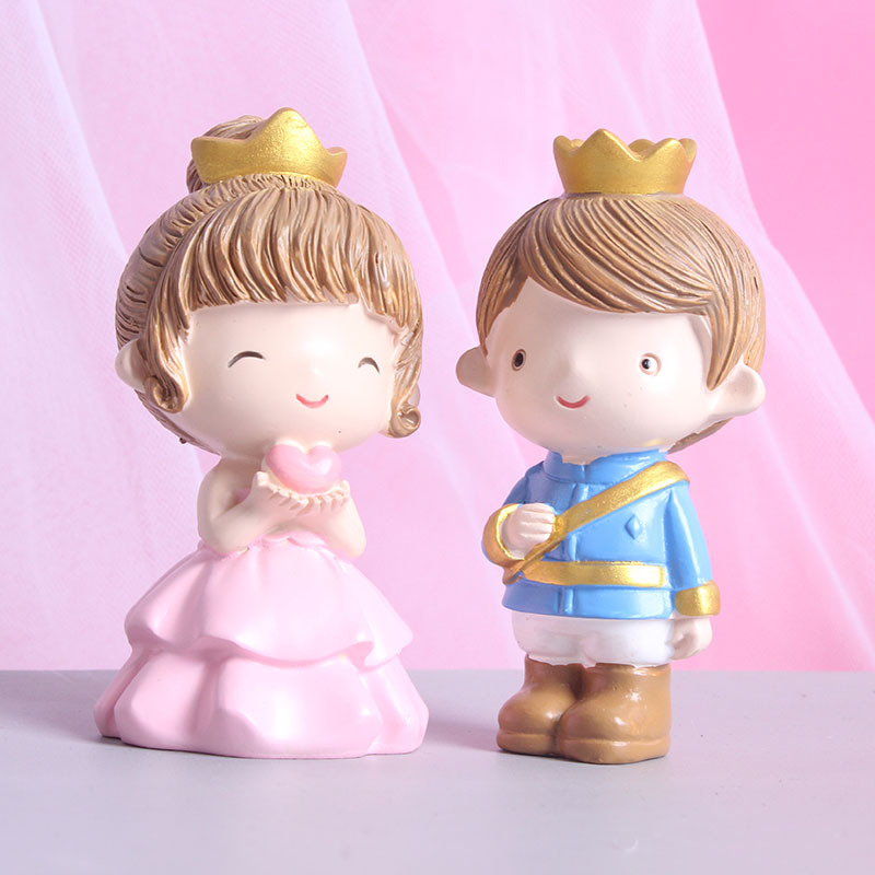 新款小公主小王子蛋糕摆件创意新婚家居摆件树脂烘焙装饰品小摆件