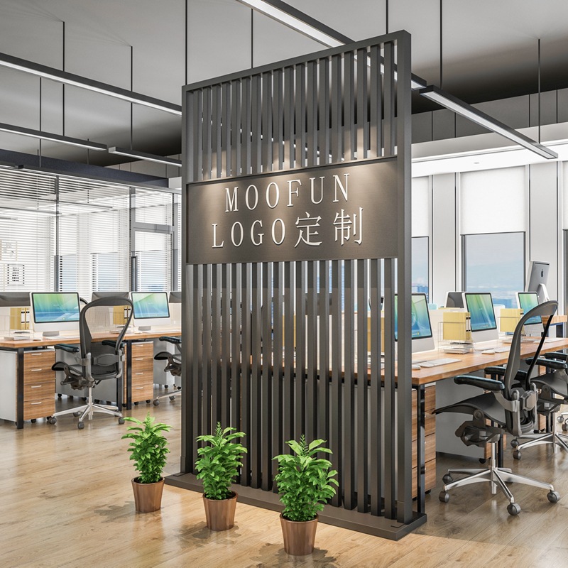 简约公司logo形象墙定制 现代铁艺入户玄关 厂家批发落地屏风