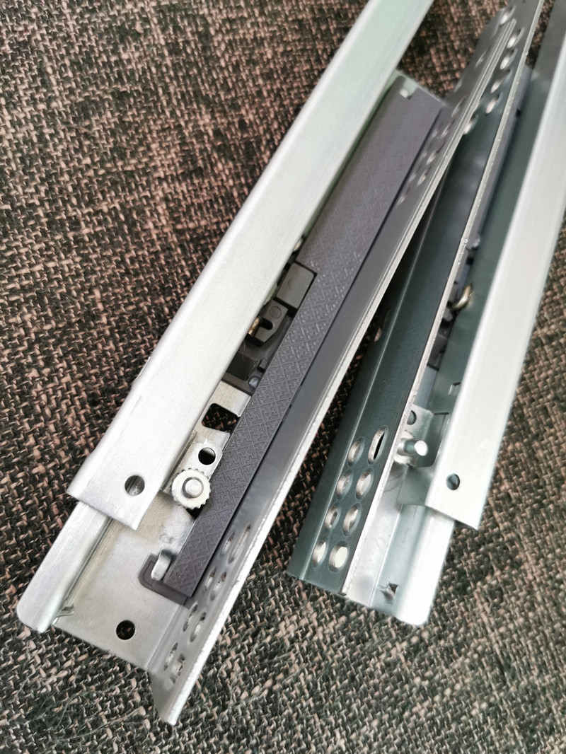 两节隐藏式滑轨隐形阻尼抽屉静音轨道两节托底缓冲导轨二节阻尼轨
