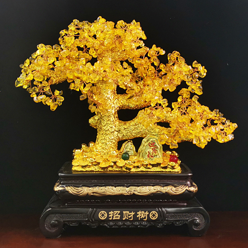 迪万思 金色摇钱树店铺开业发财树工艺品 家居装饰收银台招财摆件-阿