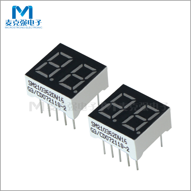 36英寸两位黄绿色共阳数码管15*14mm 型号sm210362dw16g3覆膜