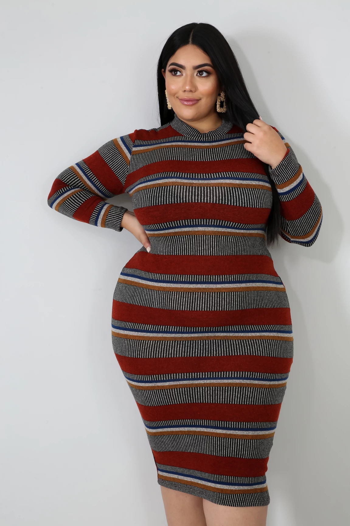 aj4081 欧美5xl肥婆胖女人加大码女装坑条条纹印花正反两穿连衣裙