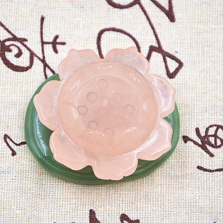 批发天然水晶莲花摆件绿东陵荷叶花托粉晶莲花供佛烛台风水饰品