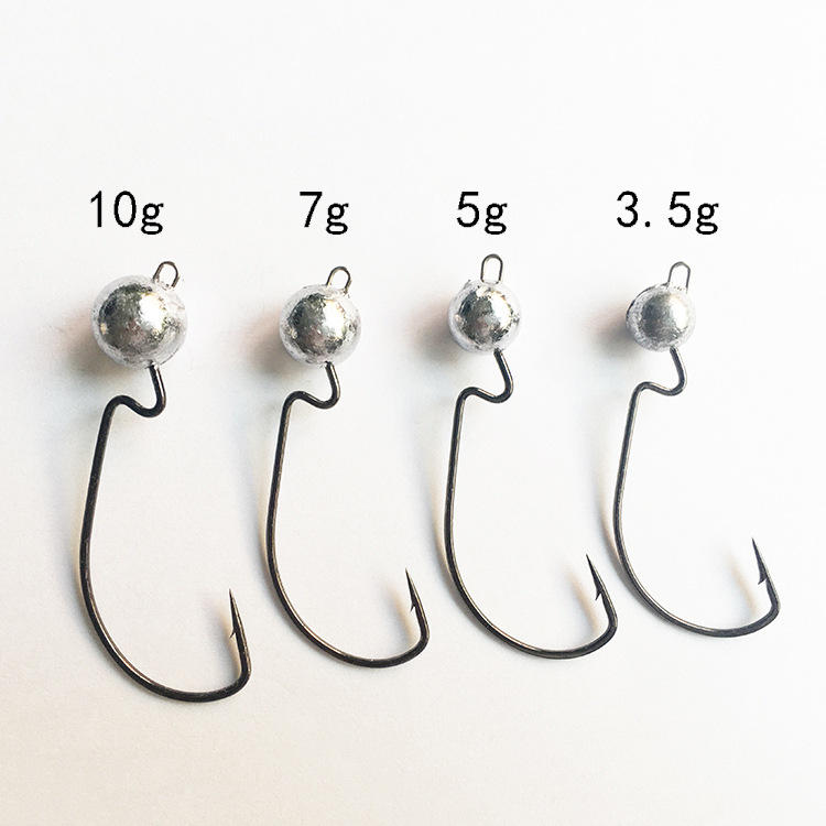 批发慕斯达曲柄钩鱼钩路亚原色圆形球形铅头钩可搭配软饵