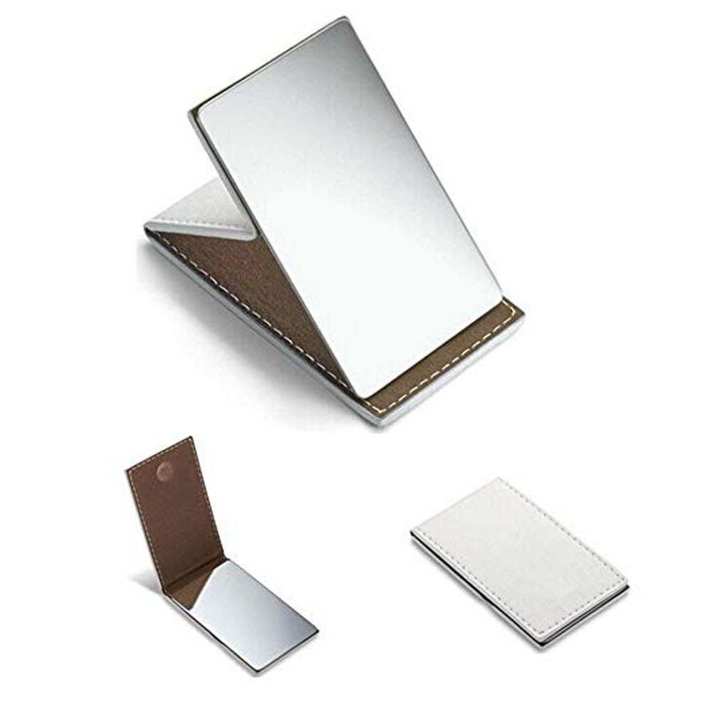 皮革pu化妆镜 台式便携折叠镜子 韩国时尚美化妆镜可定logo