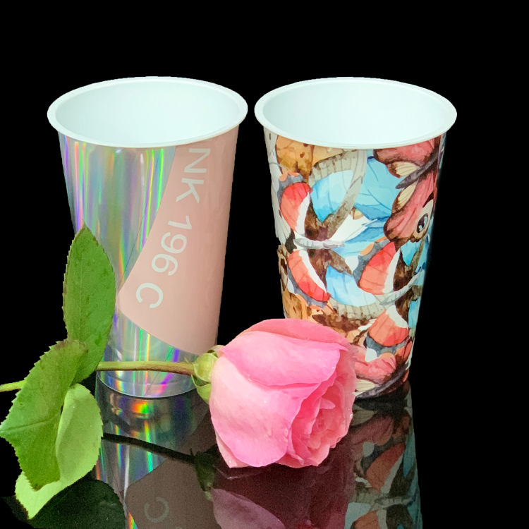 360ml膜内贴pp咖啡杯果汁杯冷饮杯订制logo厂家直销