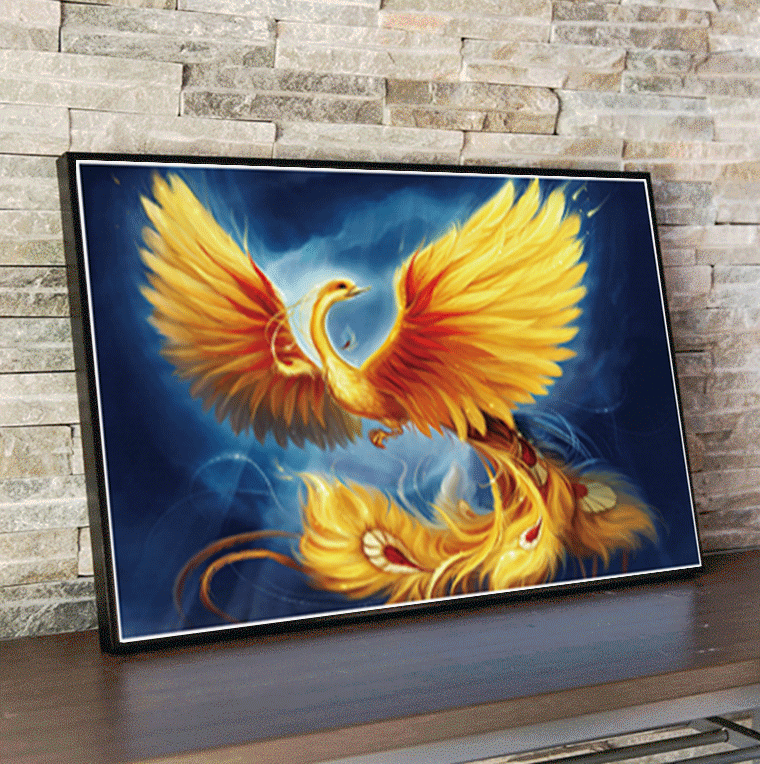 钻石画满钻金孔雀油画钻石绣金色凤凰客厅玄关竖版大幅一件代发