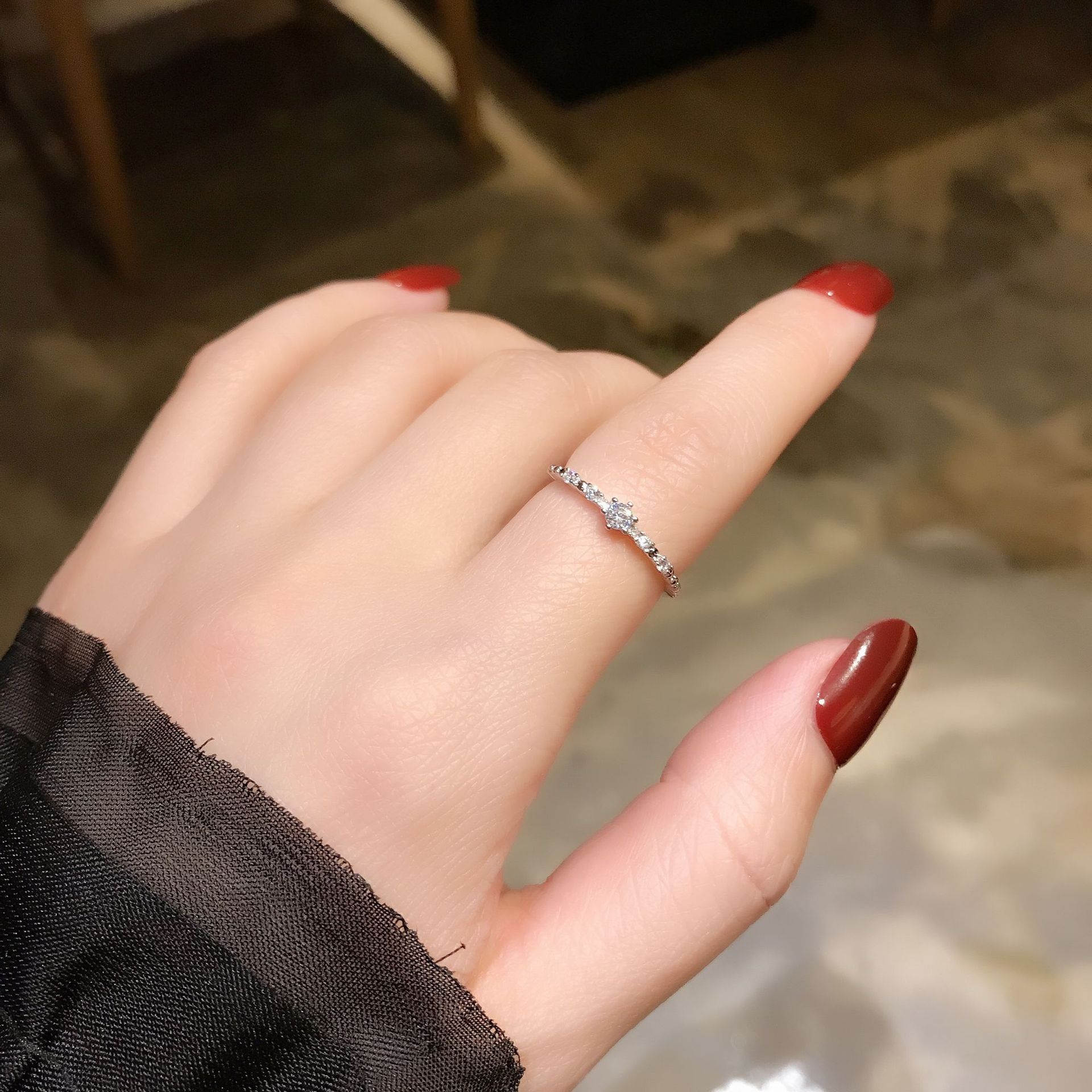 日韩闪钻流星三件套开口关节食指微镶钻戒指女 网红个性潮人指环