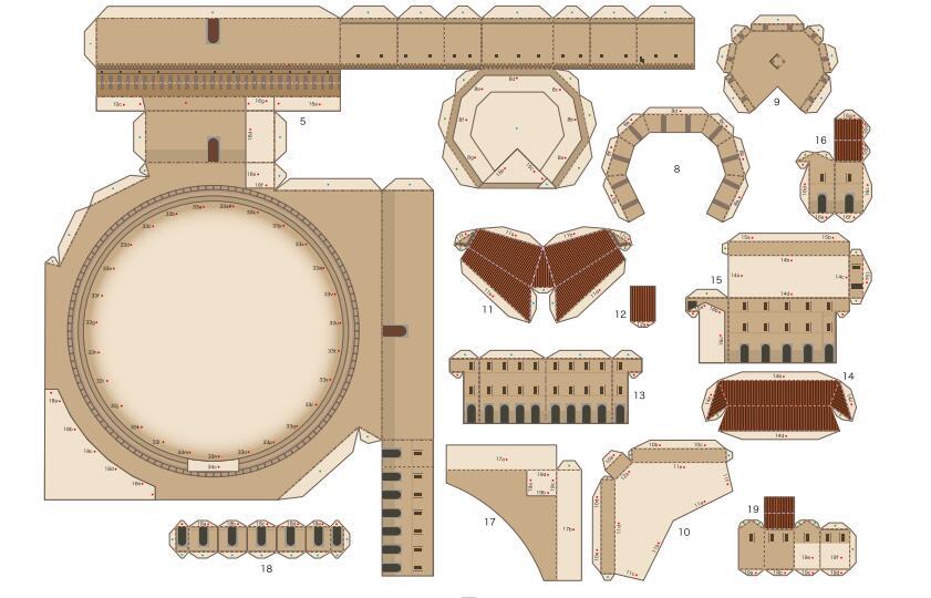 意大利 圣天使城堡 纸模型 著名建筑手工 diy 建筑模型