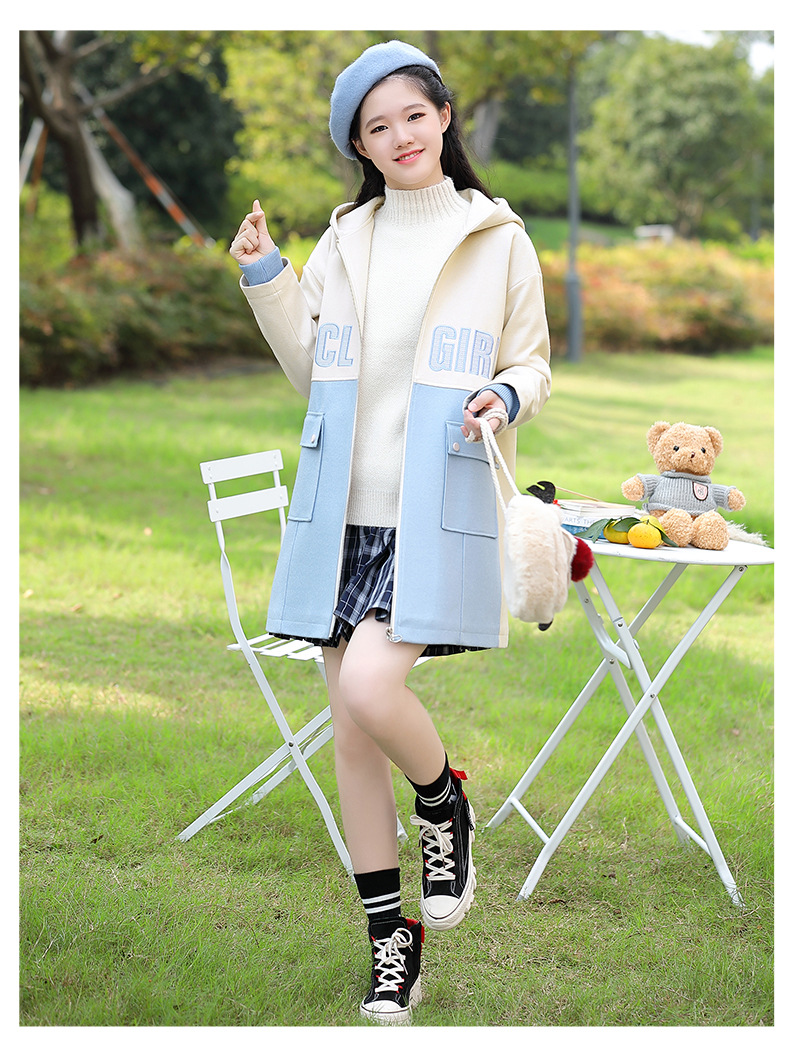 2019冬季新款韩版宽松高中学生毛呢外套少女冬装初中生呢子大衣女