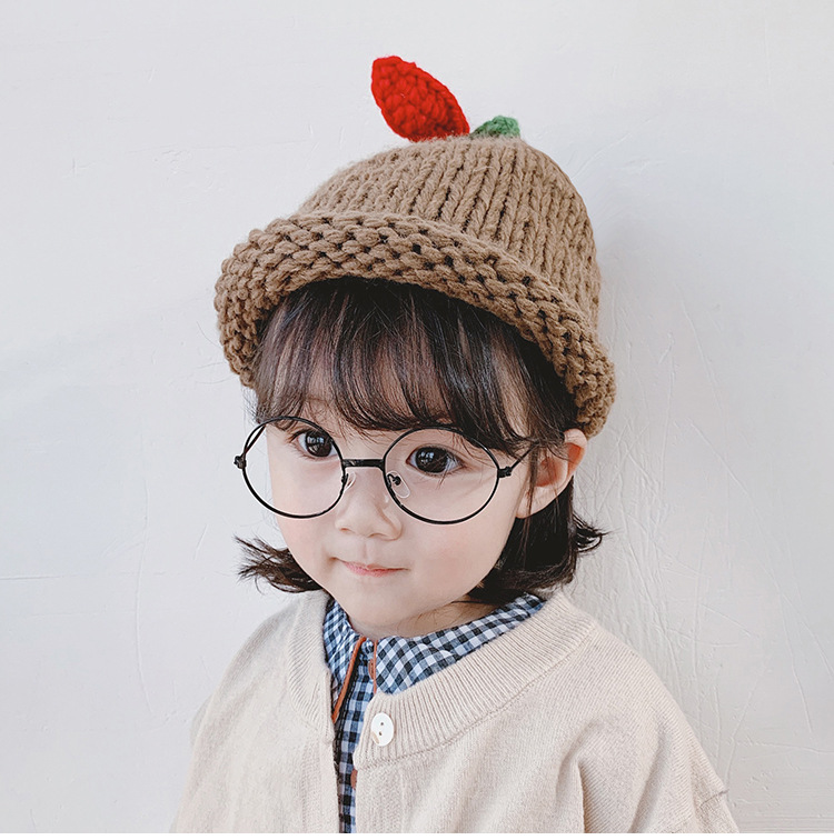 纯手工编织宝宝女儿童毛线帽子潮韩版婴儿帽子秋冬卡通保暖套头帽