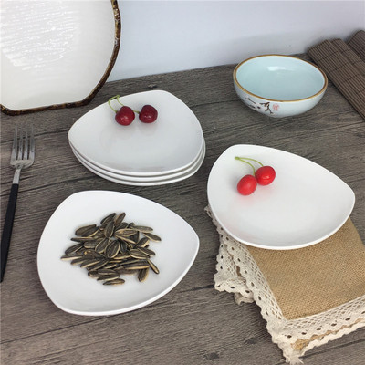 陶瓷白色寿司糕点小食盘6寸凉菜盘ktv陶瓷浅碟子酒店早餐盘子