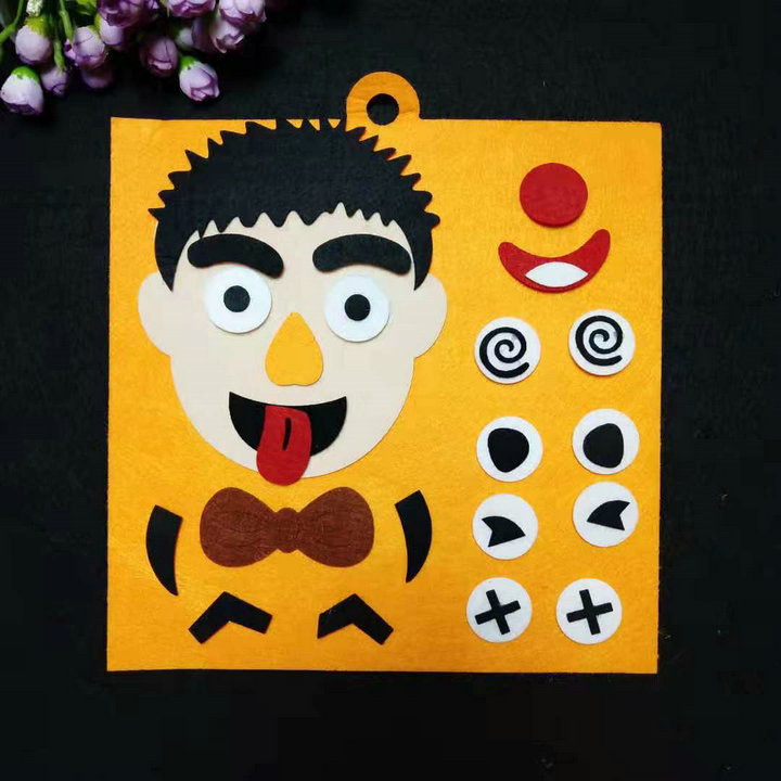 儿童换五官表情贴画贴纸 幼儿园手工diy制作无纺布材料包益智玩具