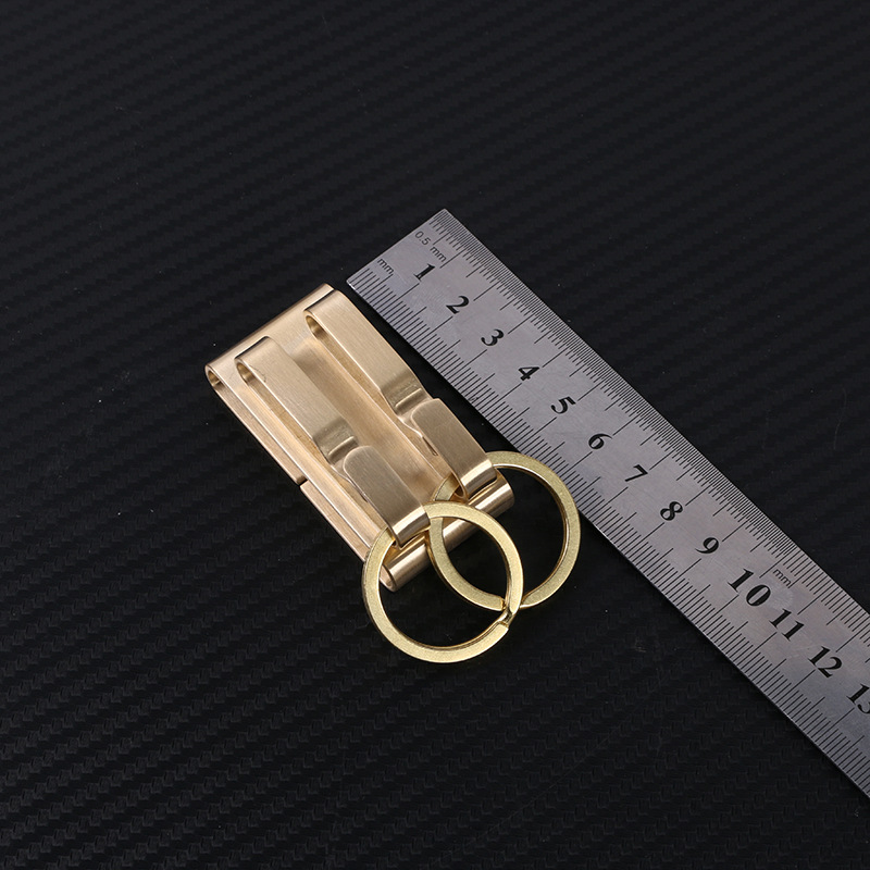 批发手工黄铜无弹簧双排钥匙扣男士钥匙链挂钥匙环穿皮带钥匙扣