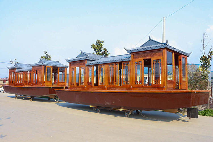 出售河北仿古传统木质画舫船 小型电动观光游船 玻璃钢画舫木船