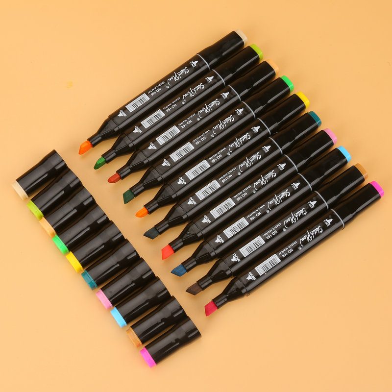 概图80色 美术绘画马克笔套装塑料油性记号笔双头彩色马克笔