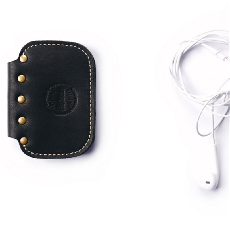 皮质耳机绕线器 防丢防乱缠绕式绕线器 耳机保护皮套厂家定制