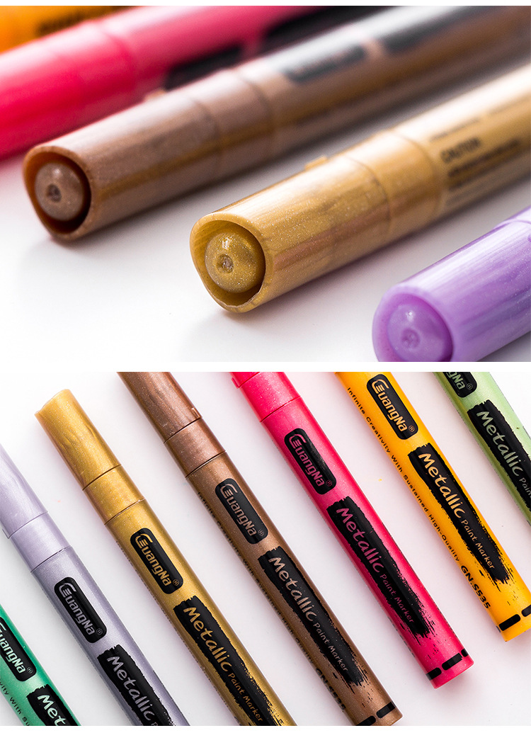 广纳s535-12色金属闪光笔相册diy贺卡记号笔彩绘涂鸦笔手账彩色笔