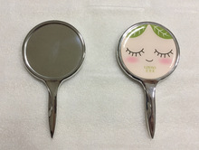 厂家生产单面镜子圆形滴胶手柄镜子单面塑料促销礼品双面镜