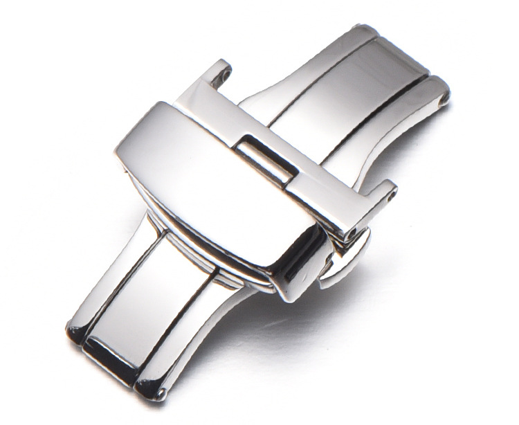 双按扣蝴蝶扣 精钢表扣自动双按扣 手表配件10-22mm厂家现货批发