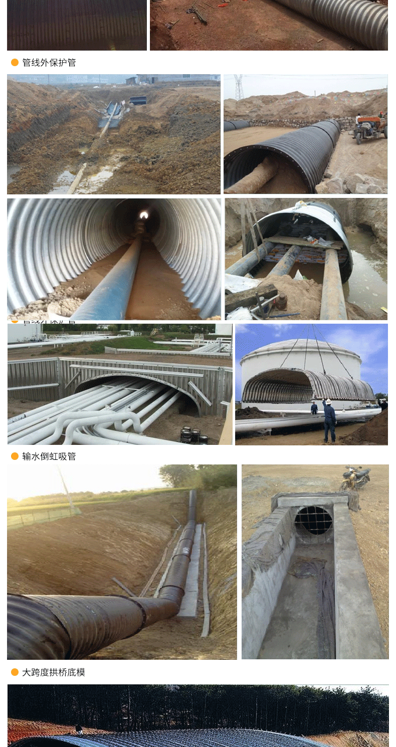 大口径镀锌钢制公路涵洞桥梁隧道地下排水管排污管道金属波纹涵管
