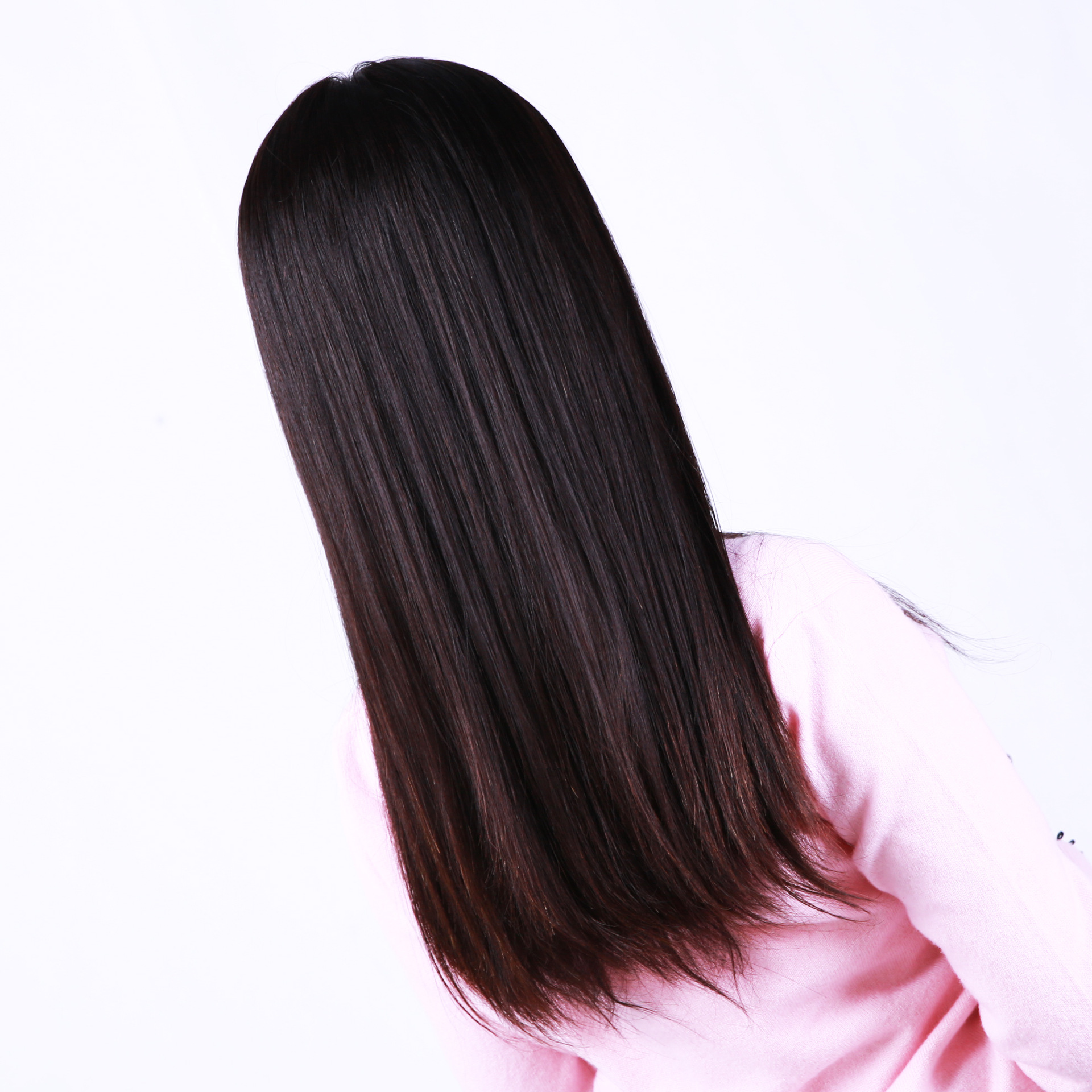 青岛工厂假发套女长直发 齐发尾全真发假发套 毛坯批发工厂直销