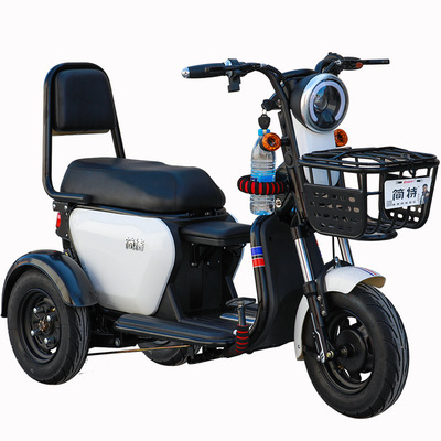 新款宝妈带娃电动三轮车 女士家用接孩子代步车 迷你三人小电瓶车