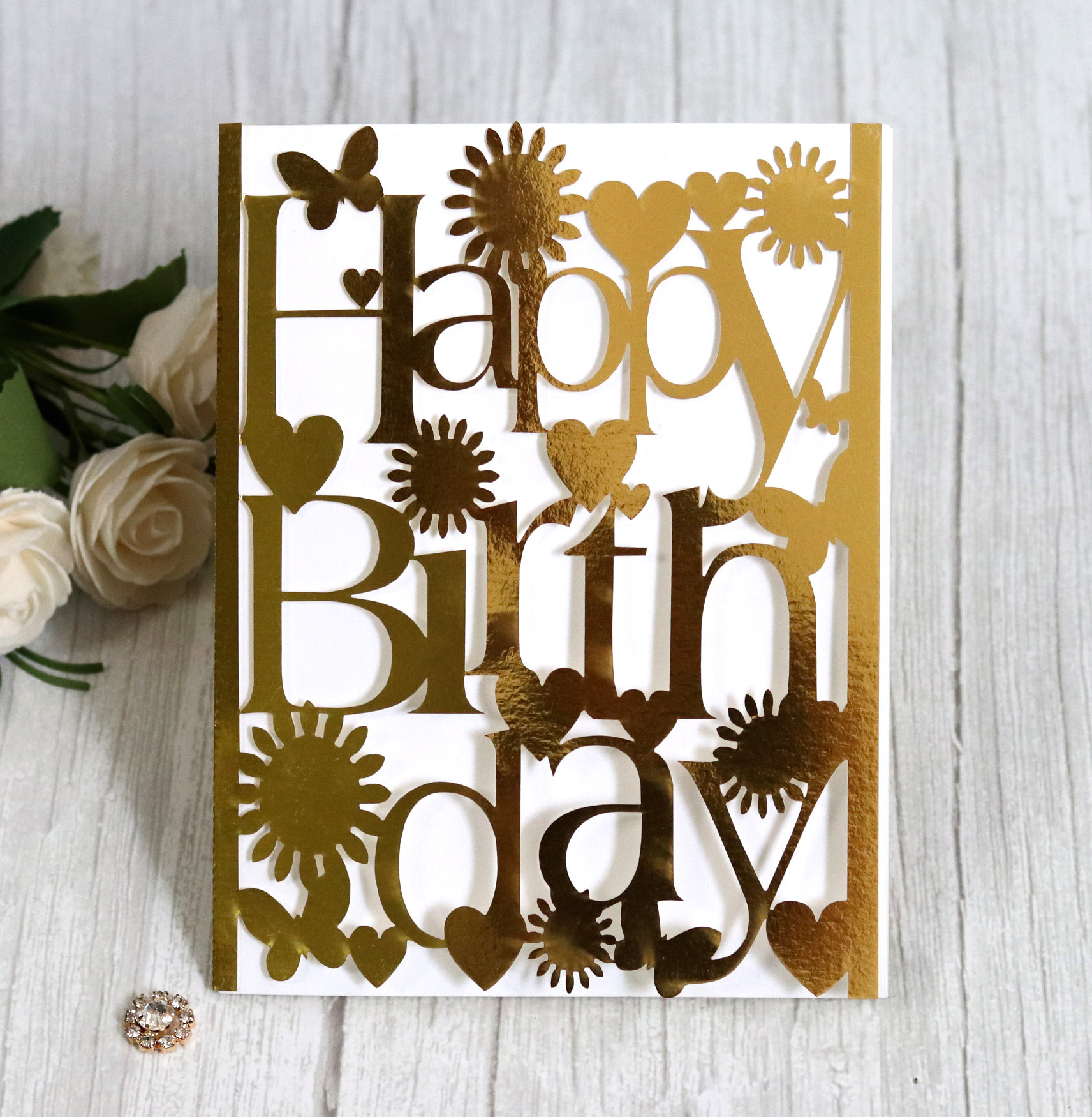 金色墨绿色欧式happybirthday生日祝福卡贺卡节日请帖深圳批发