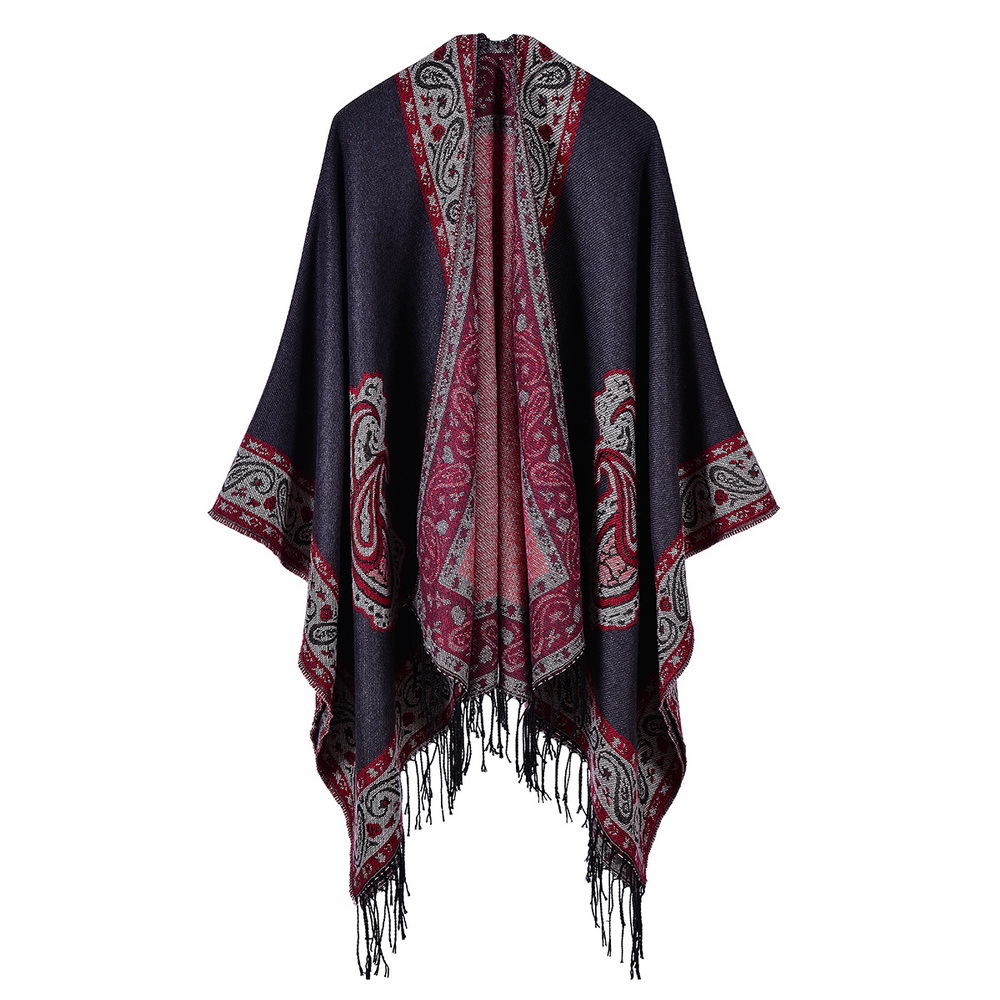 Travel Warm Cloak Ethnic Style Cashmere-like Tassel Paisley Windproof Scarf Shawl Air-Conditioned Room Warm Cloak