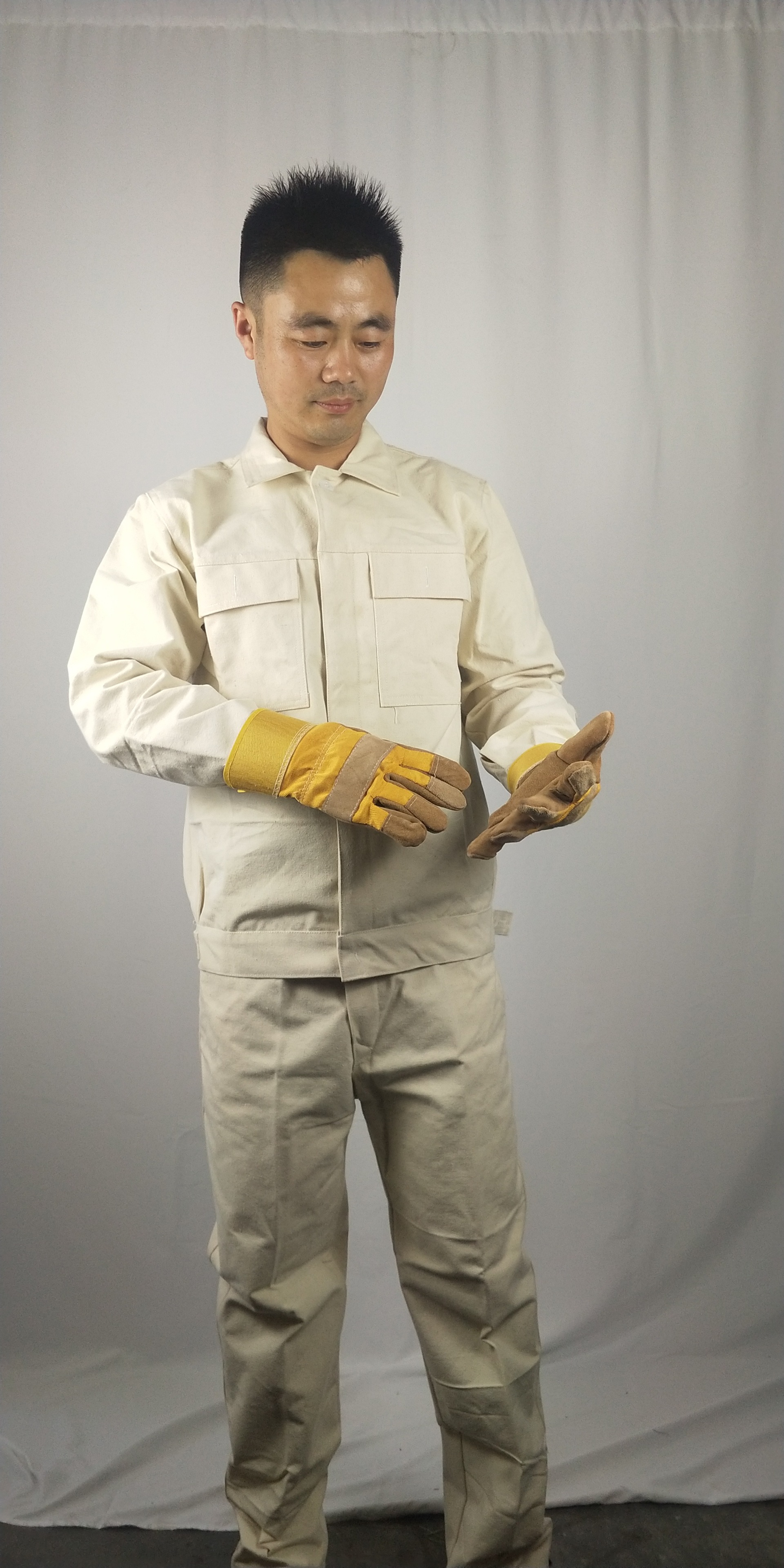 厂家批发帆布加厚全棉白色电焊服阻燃防火星服劳保工作服