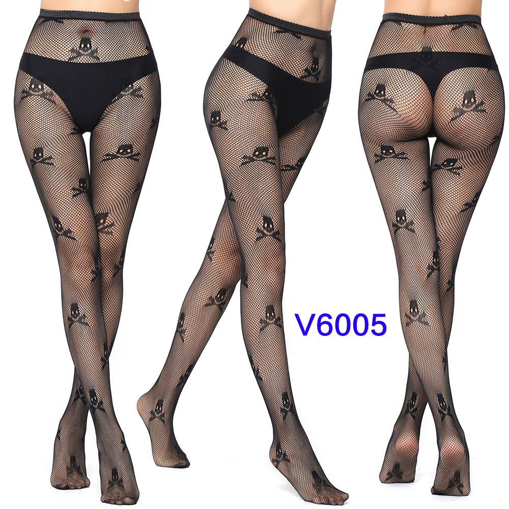 High Elastic European and American Jacquard Fishnet Stockings Sexy Stockings Spider Web Pants Small G White Moon Butterfly Foreign Trade Pantyhose