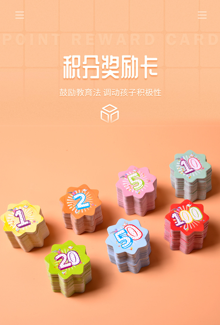 厂家直销定制创意小学生教师积分卡奖励卡片花形家长鼓励卡100张