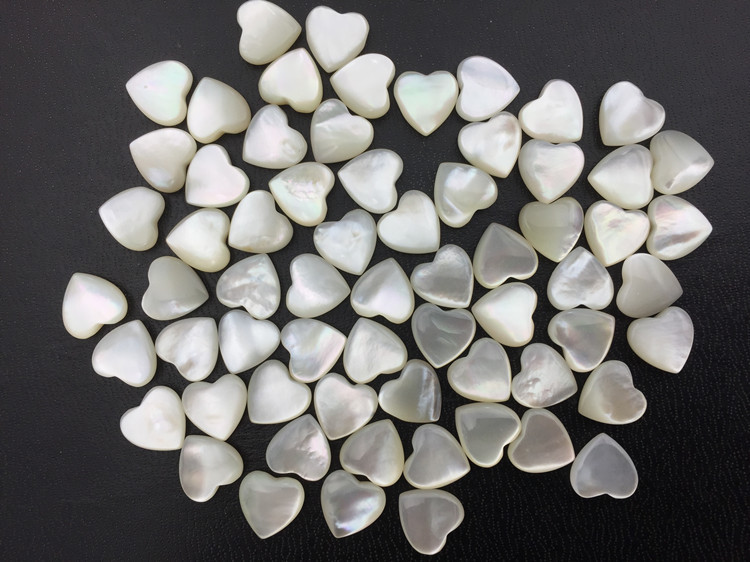 宝石白贝心形10mm戒面首饰diy宝石配件