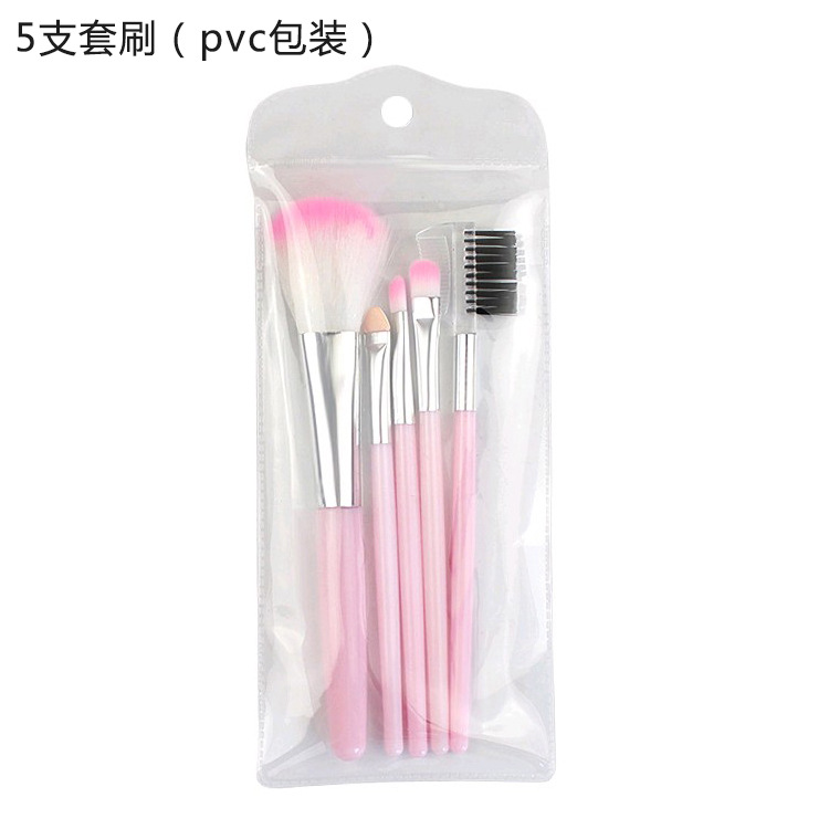 Factory Direct Sales New 5 Brushes Makeup Brush Pink Suit Beginner Eye Shadow Brush Cosmetic Brush in Stock Wholesale