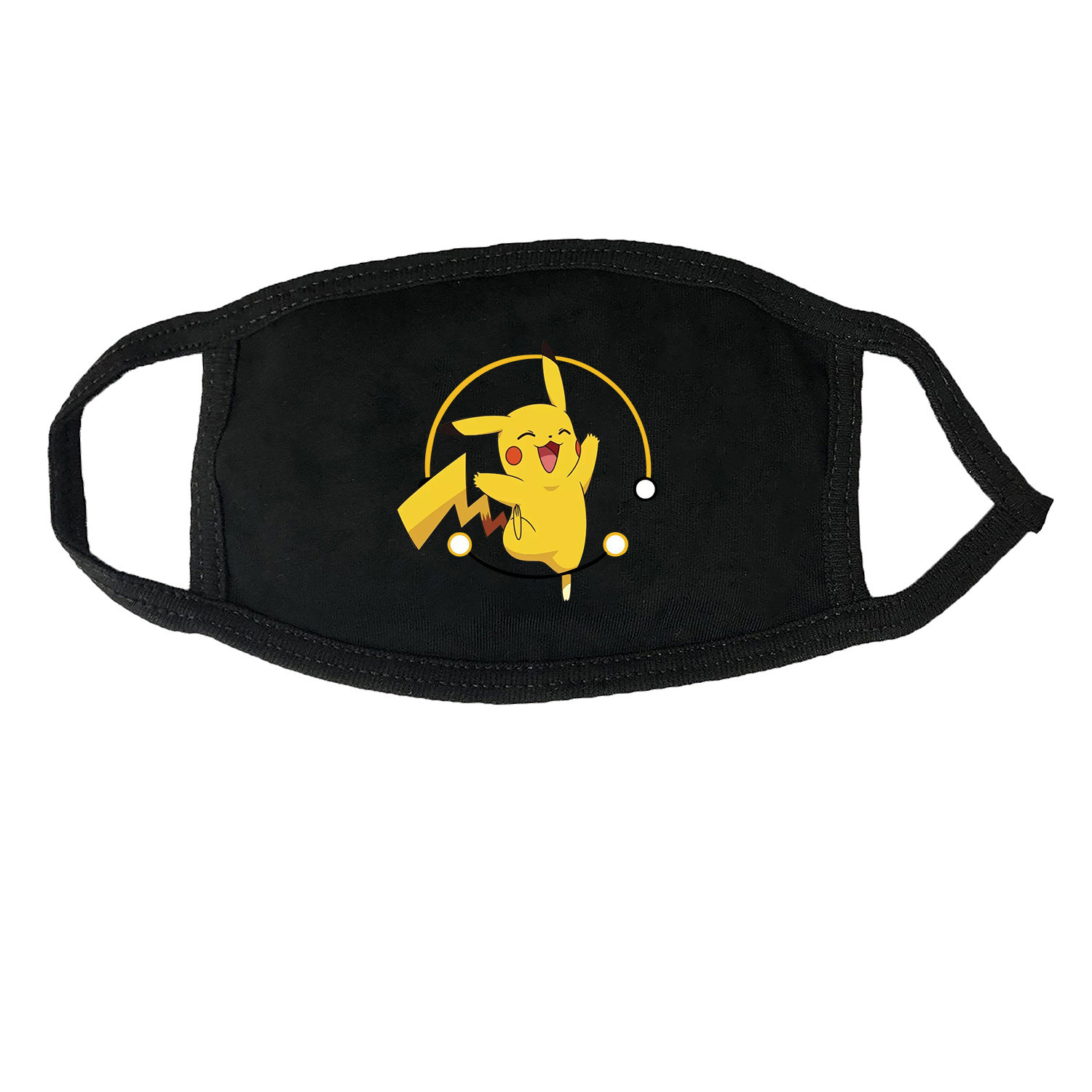 跨境比卡丘卡通印制可爱情侣可水洗口罩挂耳式皮卡丘保暖口罩