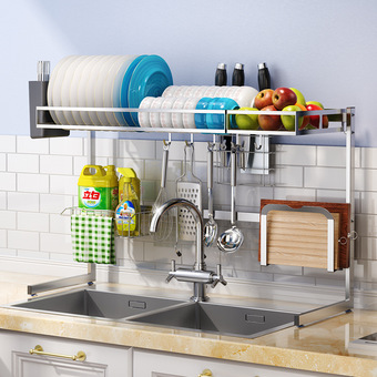 不锈钢厨房置物架水槽水池放碗碟沥水碗盘架家用刀架用品收纳架