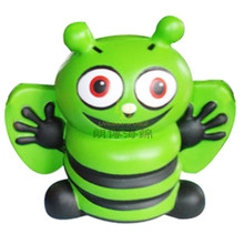 绿色小蜜粉动物pu发泡回弹海绵pu发泡产品笑脸表情压力球定制